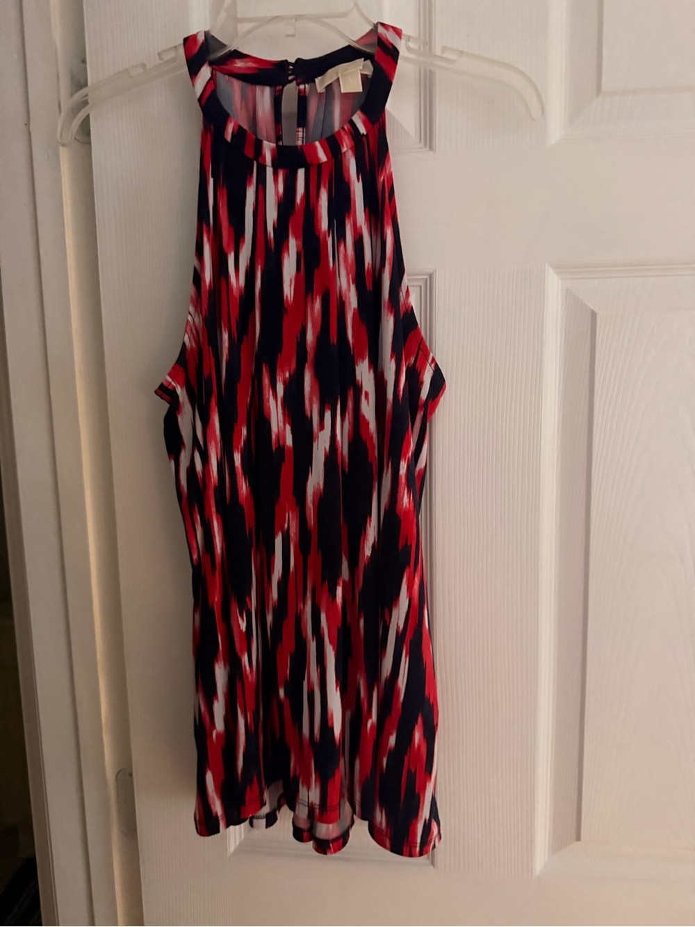 MICHAEL Michael Kors Navy, Red & White Printed Sleeveless Top